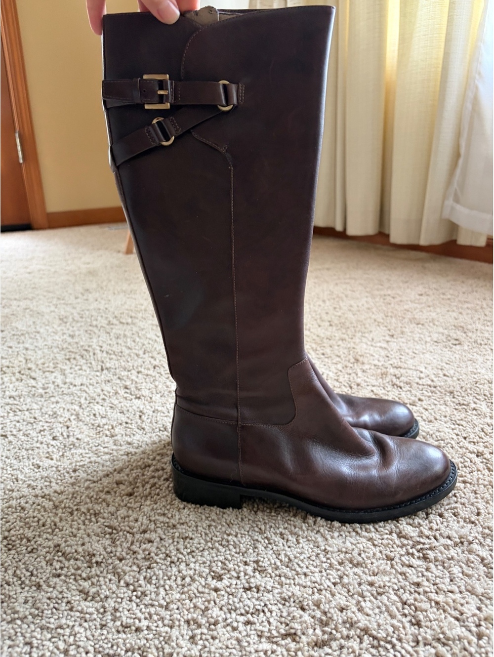 Women's dark brown leather Ecco Hobart riding boots size 37 US 6.5